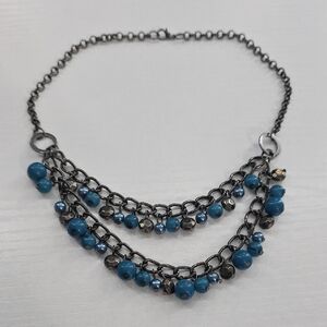 Blue And Black Double Stacked Necklace